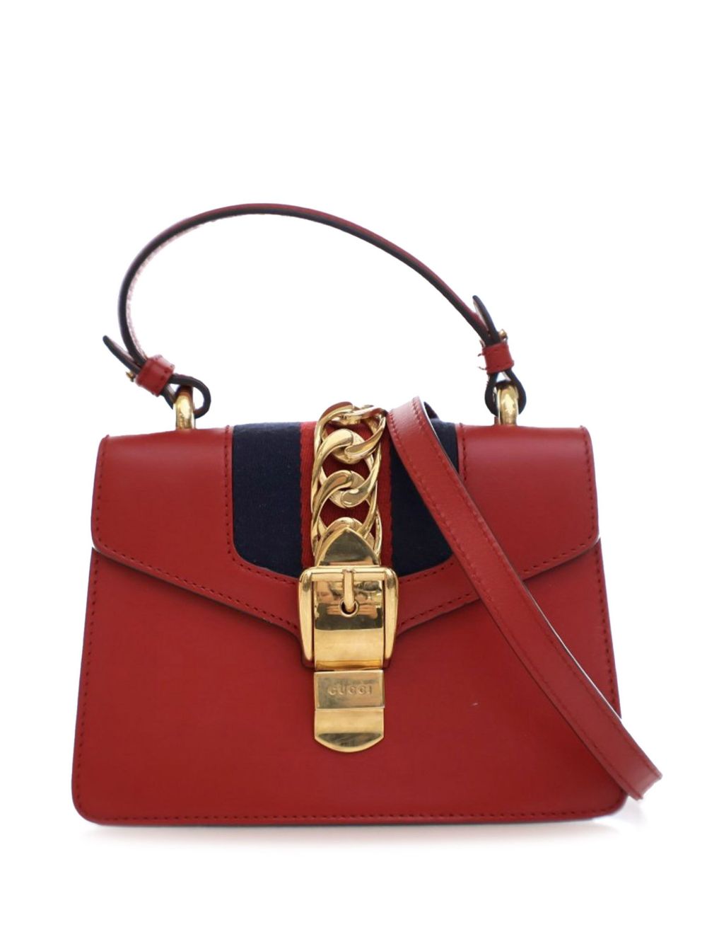 Gucci Pre-Owned Sylvie 迷你小牛皮斜挎包（2016-2023年典藏款） - 红色