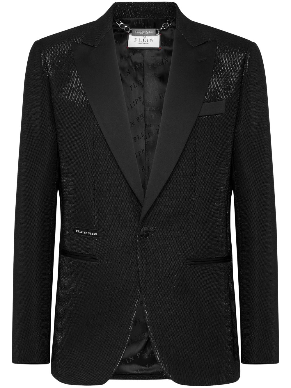 Philipp Plein 单排扣金银丝西装夹克 - 黑色