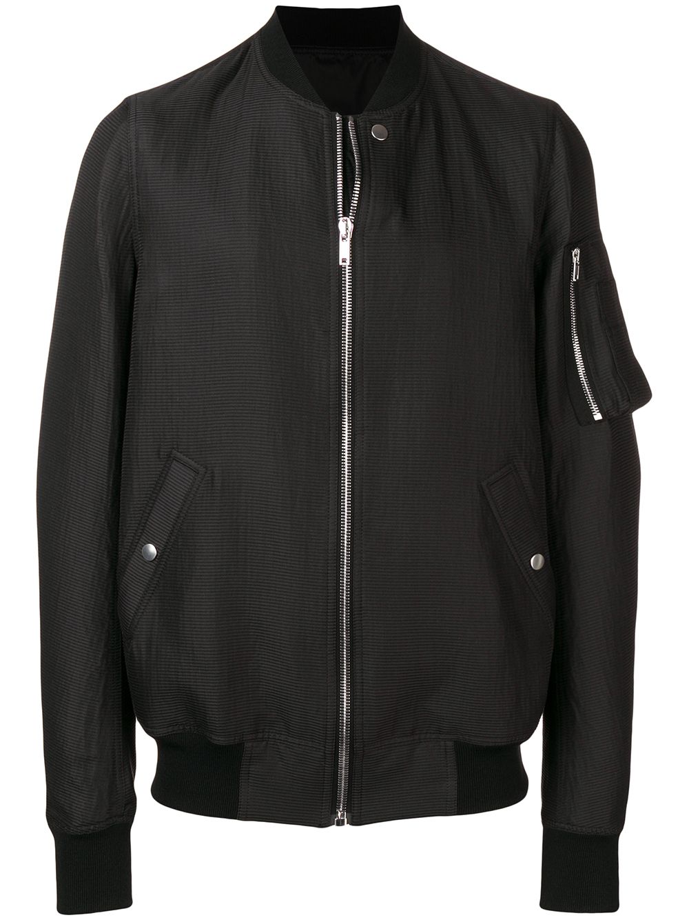 Rick Owens 罗纹翻领飞行员夹克 - 黑色