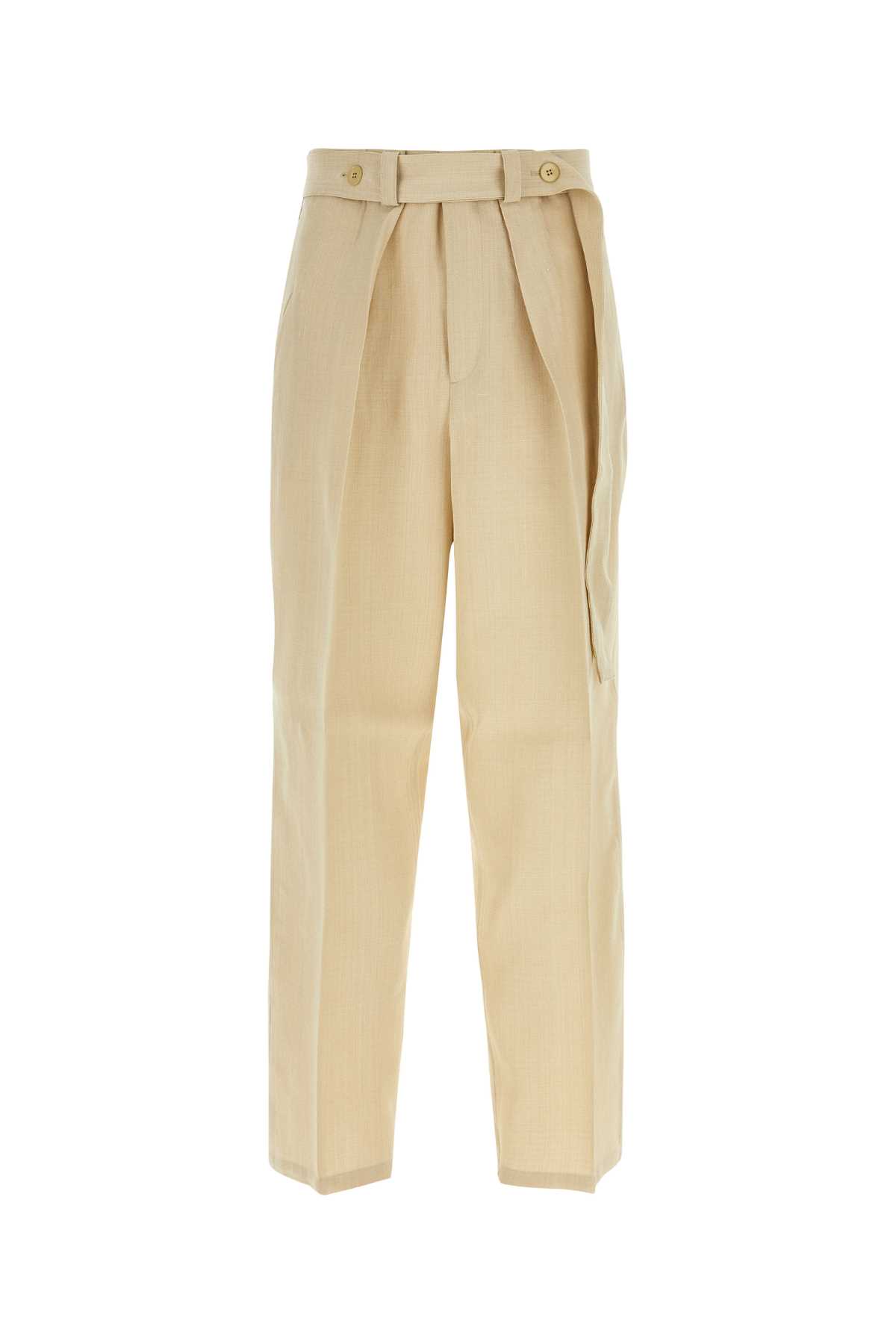 Jil Sander 米色粘胶混纺阔腿裤