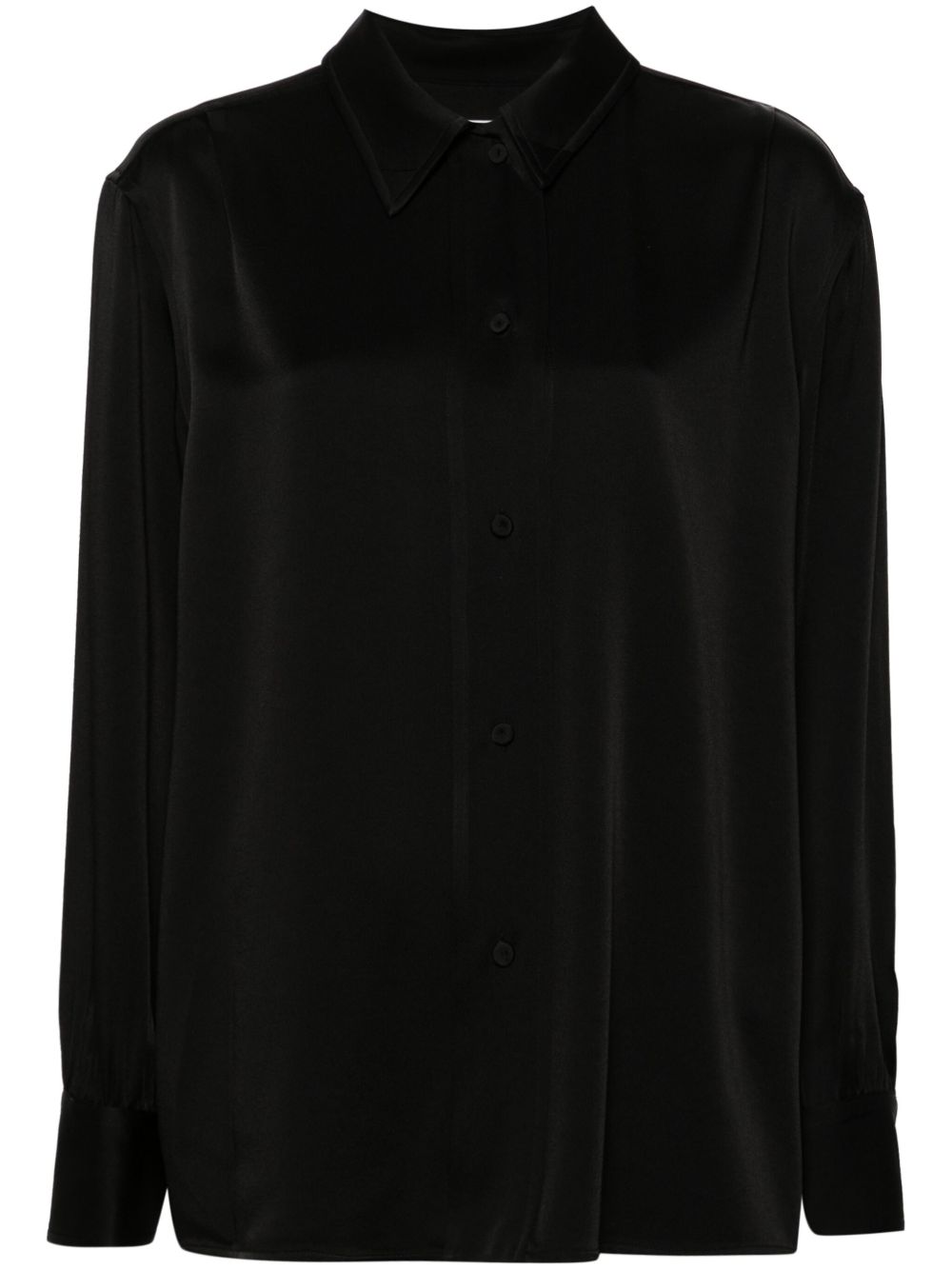 Jil Sander 尖领缎面衬衫 - 黑色
