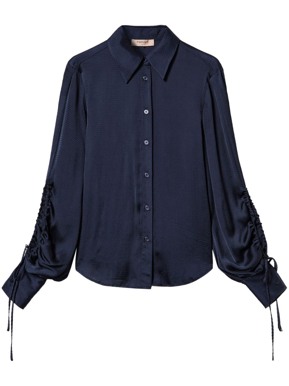 TWINSET 镂空细节缎面衬衫 - 蓝色