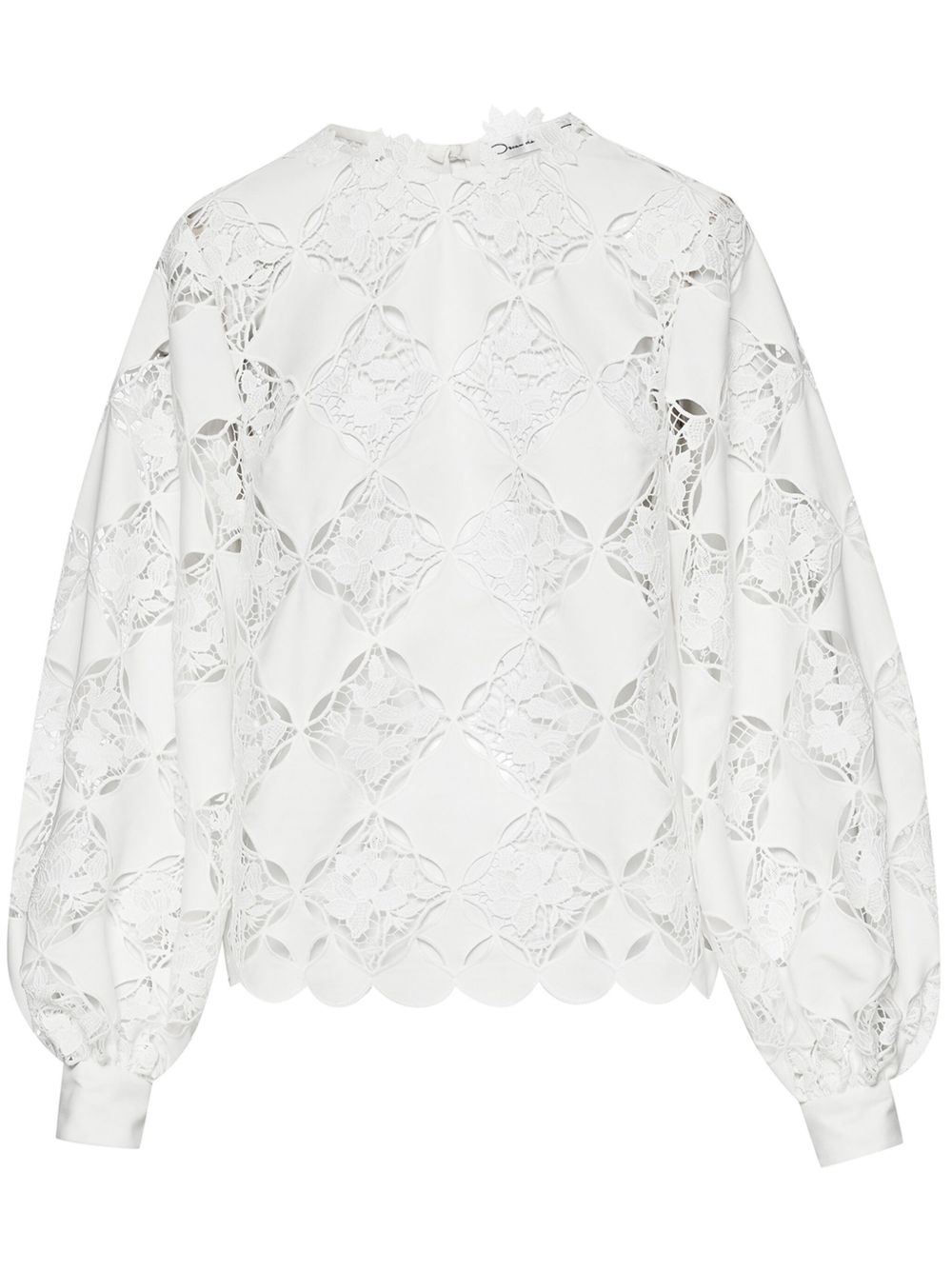 Oscar de la Renta Gardenia 凸花蕾丝罩衫 - 白色