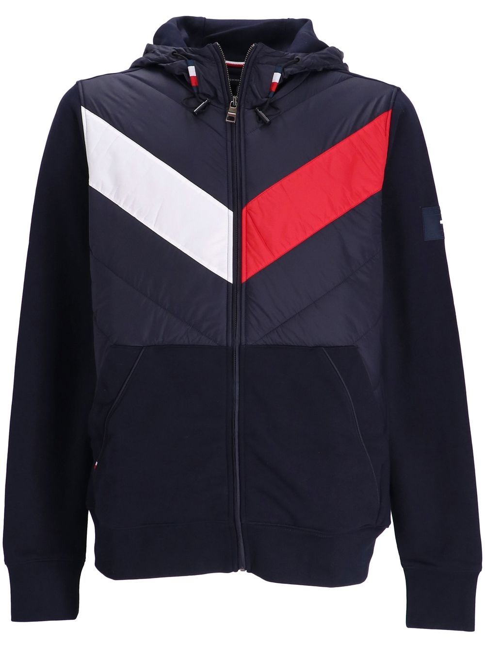 Tommy Hilfiger 人字纹图案印花拉链连帽衫 - 蓝色