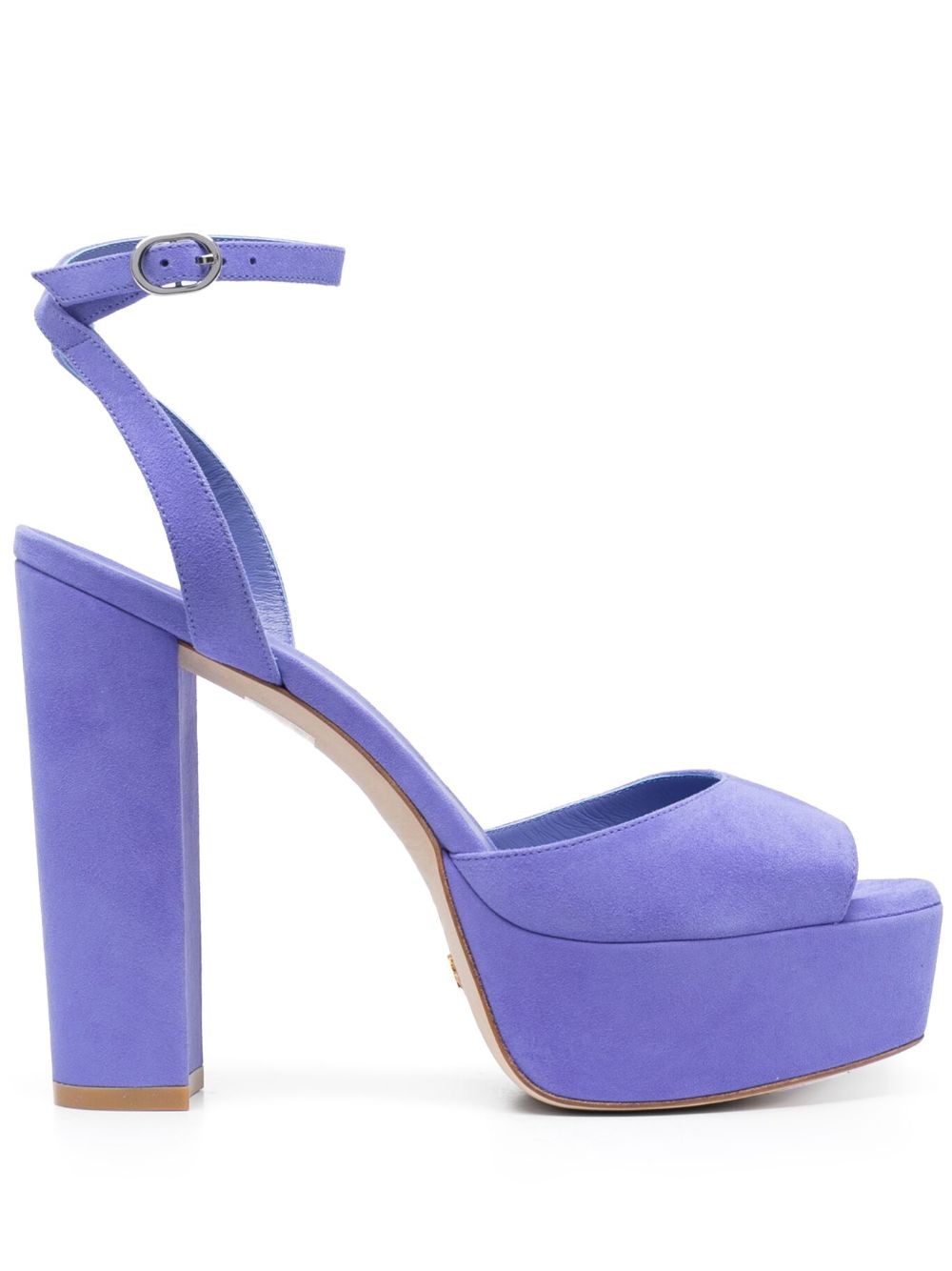 Stuart Weitzman Ryder II 水台式绒面皮高跟凉鞋 - 蓝色