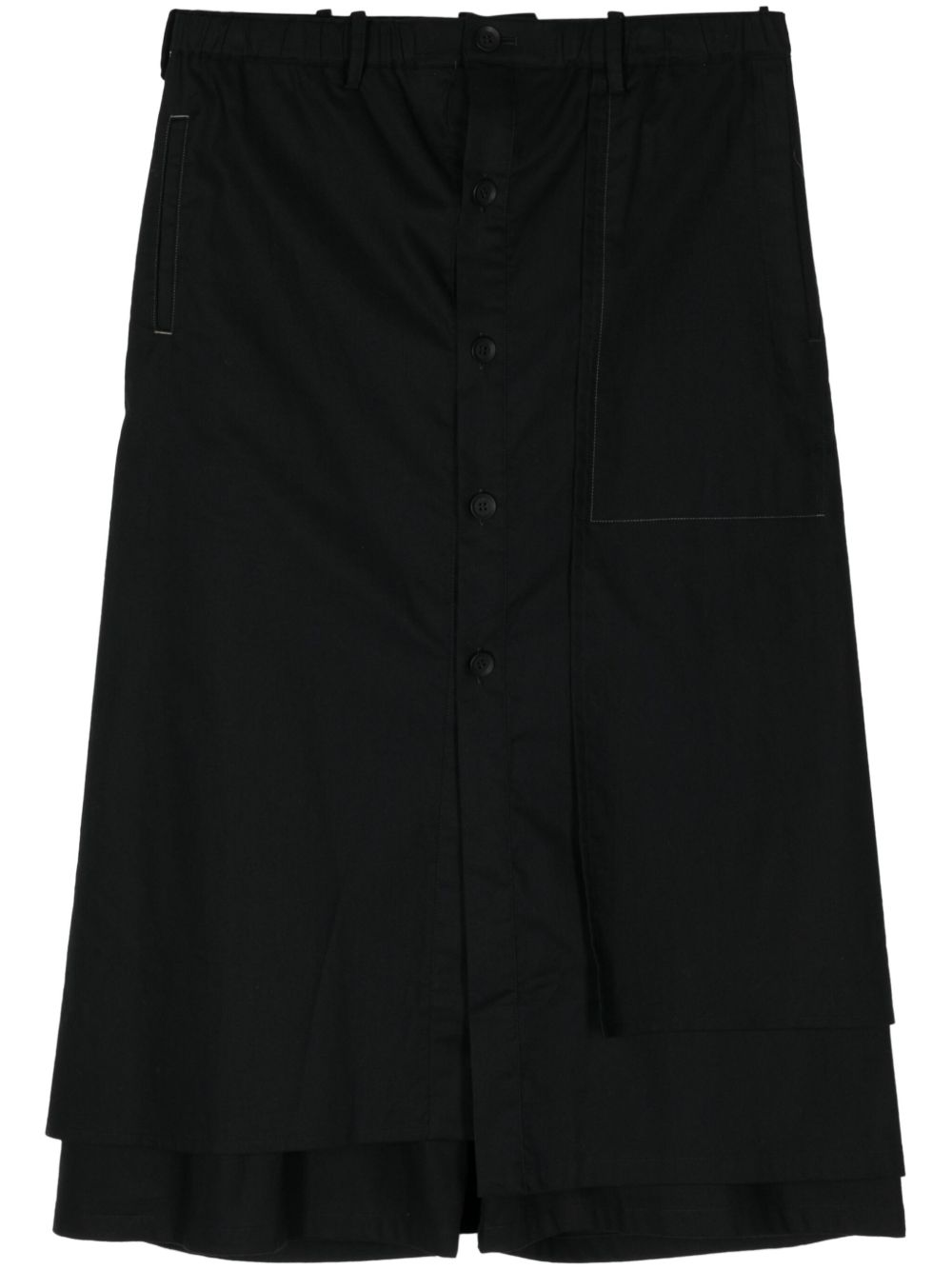 Yohji Yamamoto 裹身式露踝裤 - 黑色