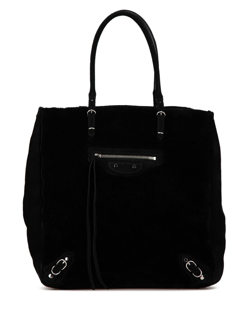 Balenciaga Pre-Owned Papier A5 皮毛一体手提包（2010-2024年典藏款） - 黑色