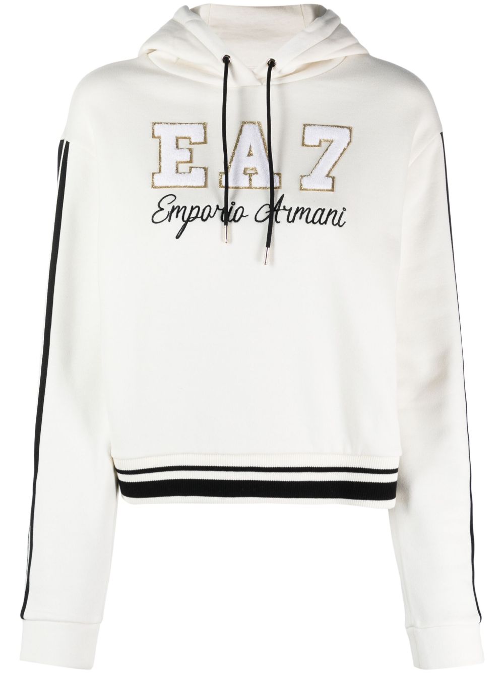 Ea7 Emporio Armani University Squad 标贴连帽衫 - 白色