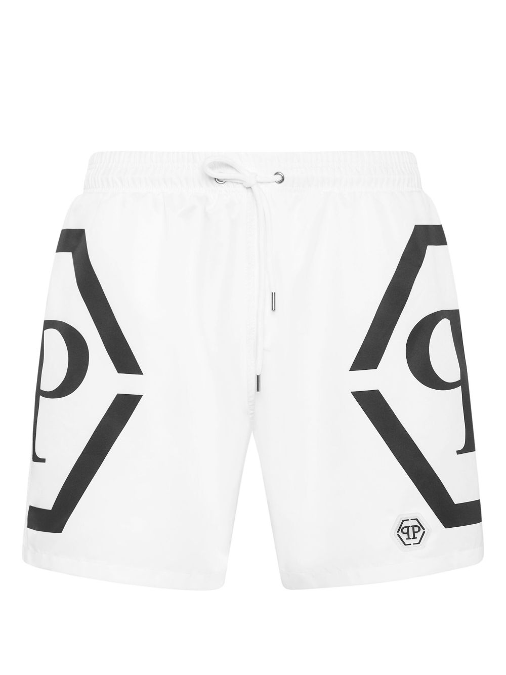 Philipp Plein logo印花泳裤 - 白色