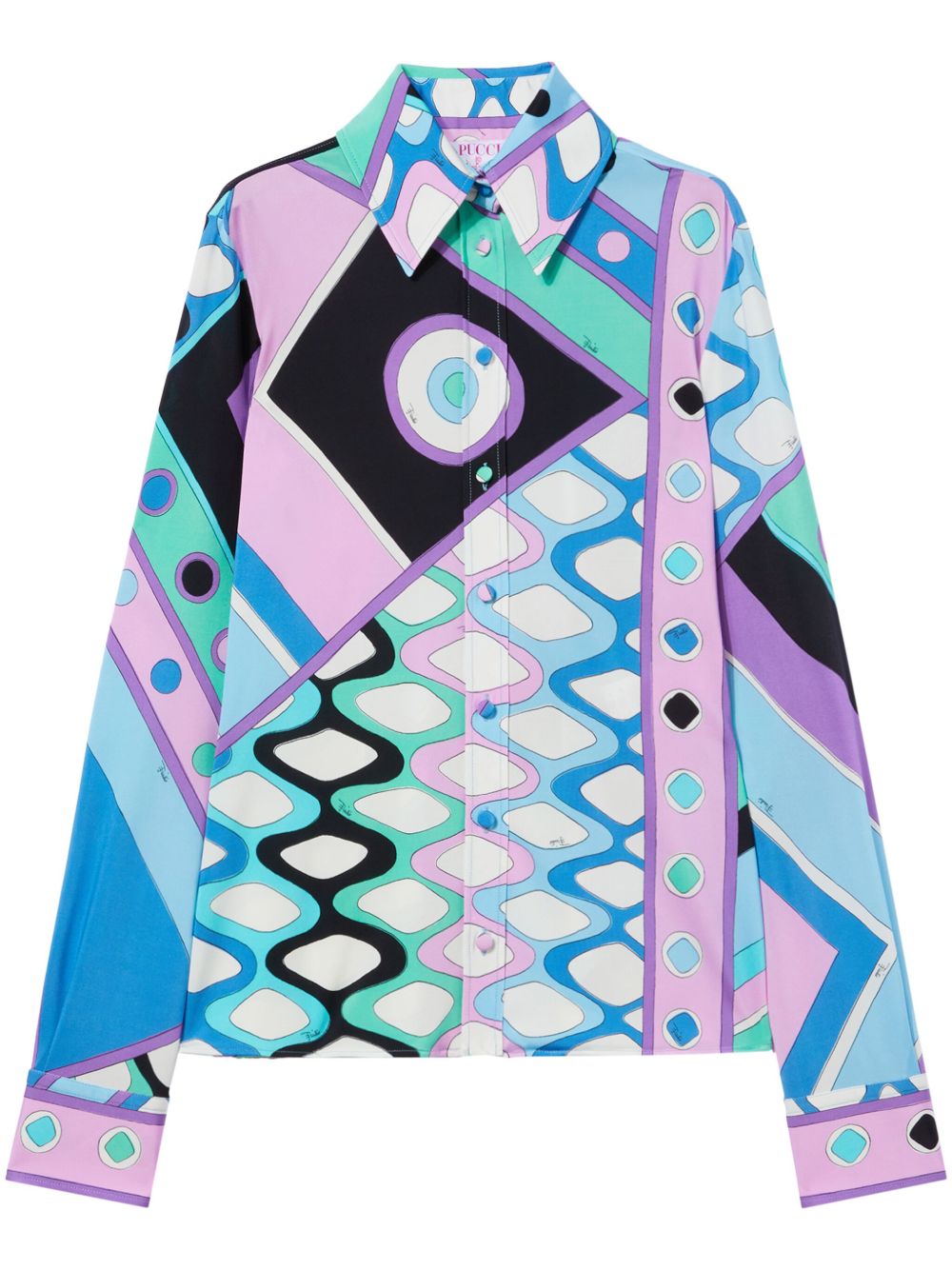 PUCCI Vivara 印花真缎面衬衫 - 蓝色