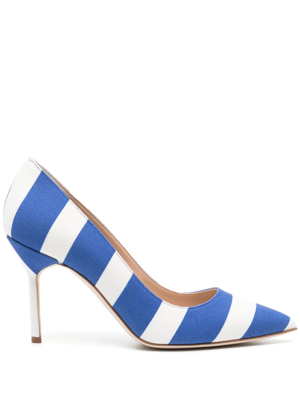 Manolo Blahnik BB 条纹高跟鞋 - 白色