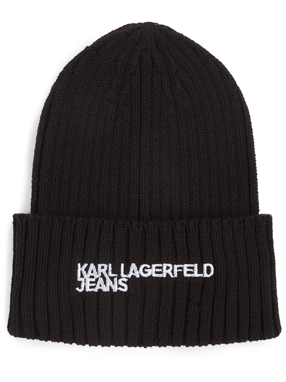 Karl Lagerfeld Jeans logo刺绣针织套头帽 - 黑色