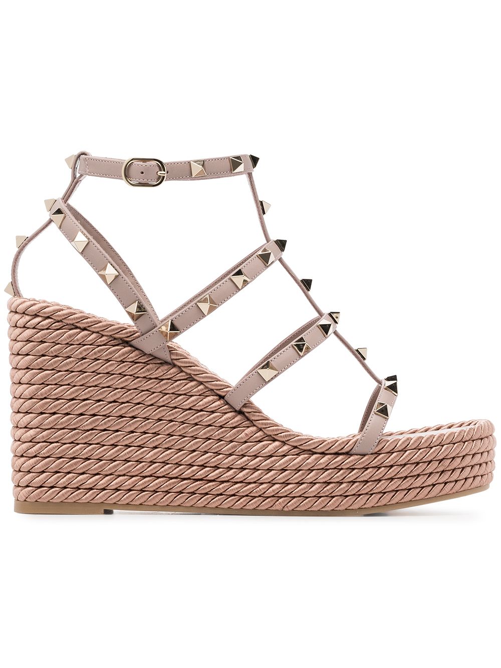 Valentino Garavani Valentino Garavani Rockstud 120真皮坡跟凉鞋 - 粉色