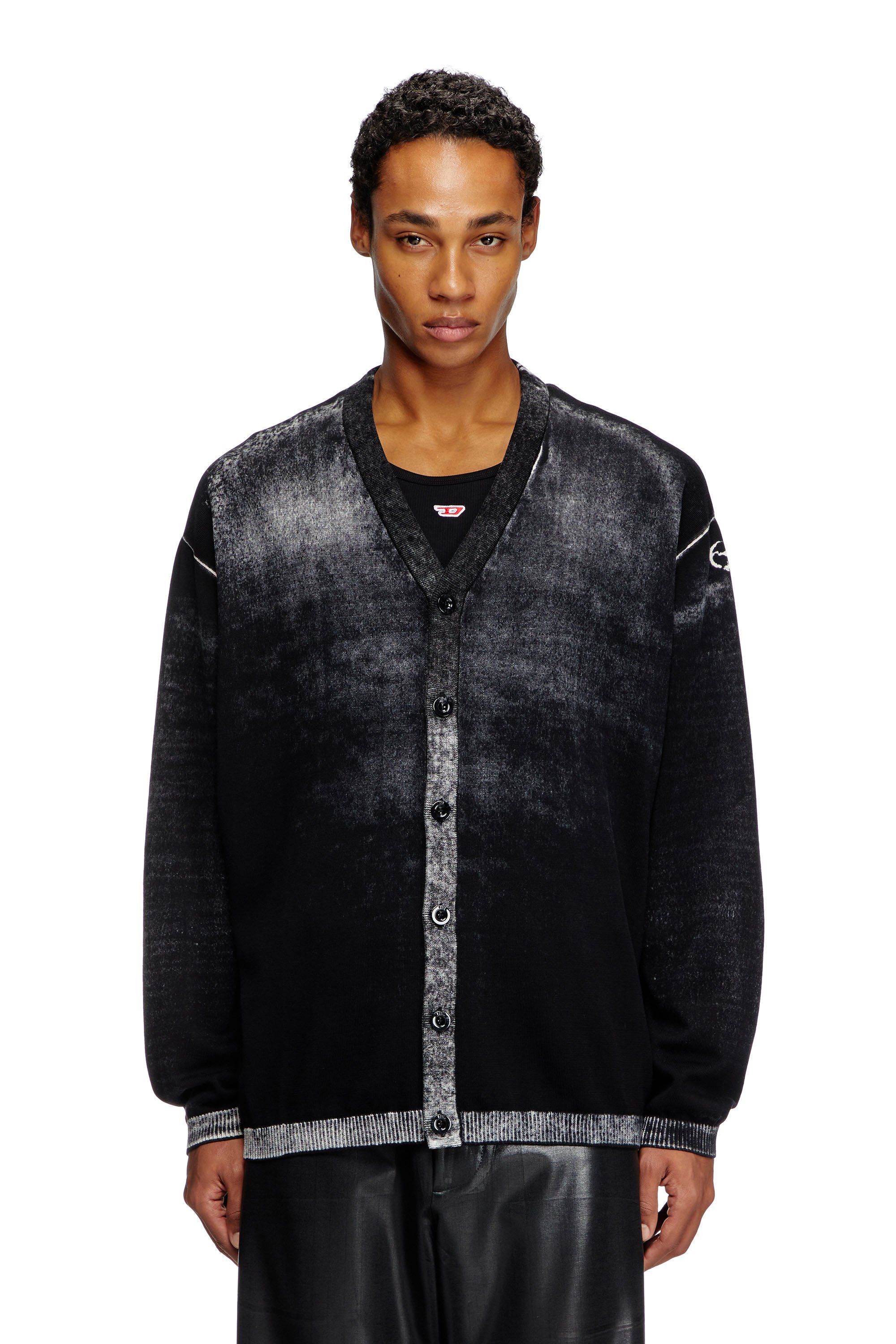 Diesel - Reverse-print cotton cardigan - Knitwear - Man - Black