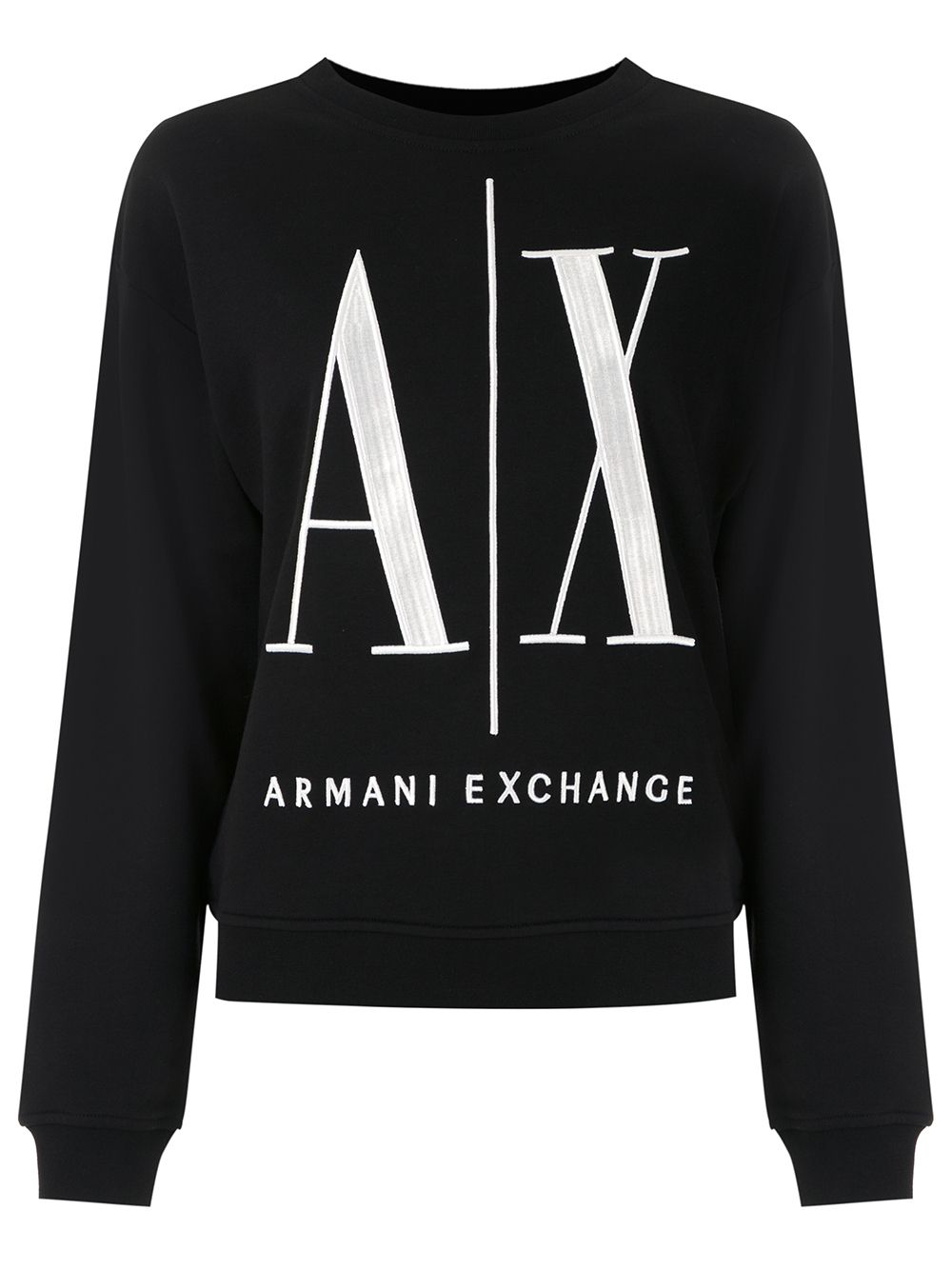 Armani Exchange logo刺绣卫衣 - 黑色