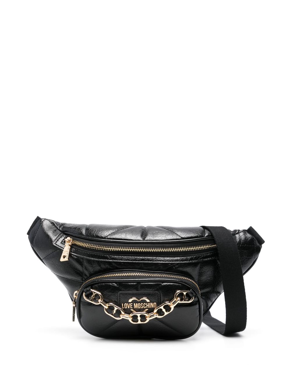Love Moschino logo标牌腰包 - 黑色