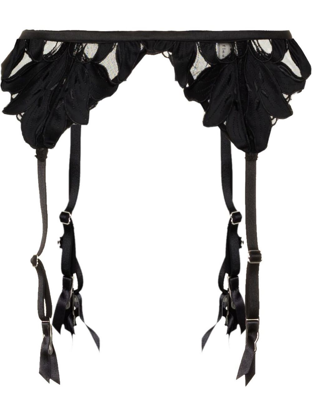 Fleur Du Mal Lily 刺绣吊袜带腰带 - 黑色