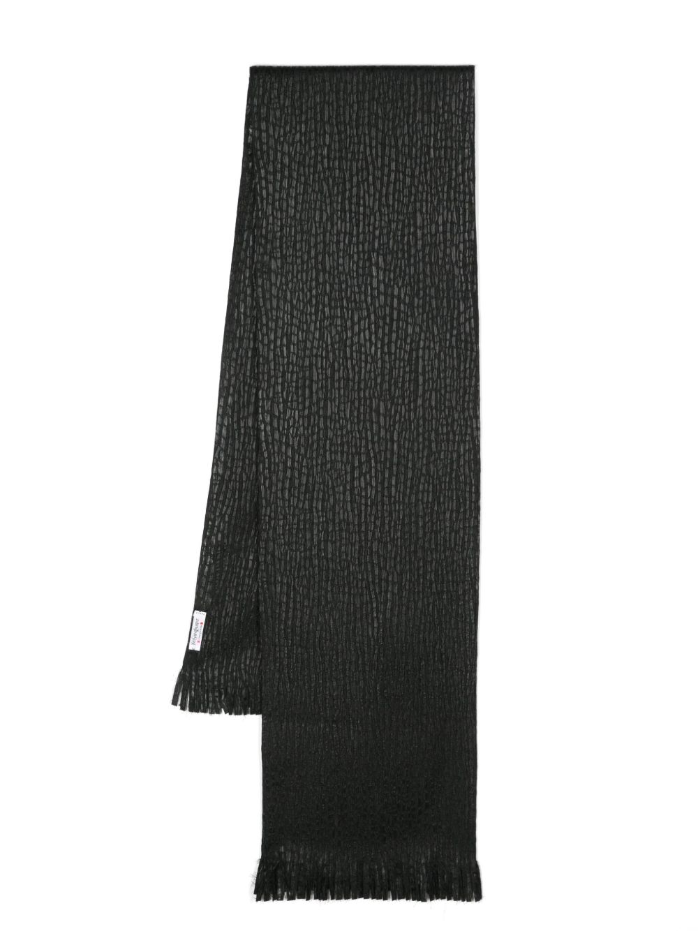 Saint Laurent Pre-Owned 纹理真丝混纺围巾（1990年代典藏款） - 黑色