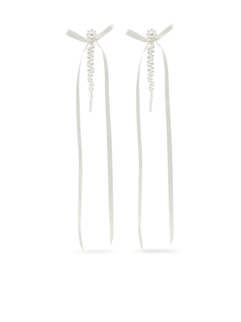 Simone Rocha Bow Ribbon Drip 耳环 - 白色