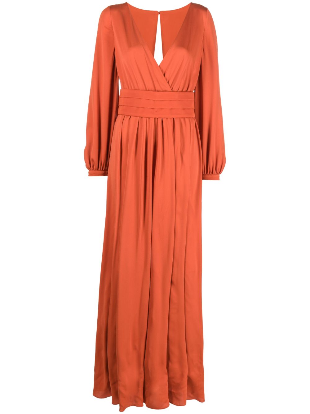Max Mara 褶饰腰身超长连衣裙 - 橘色