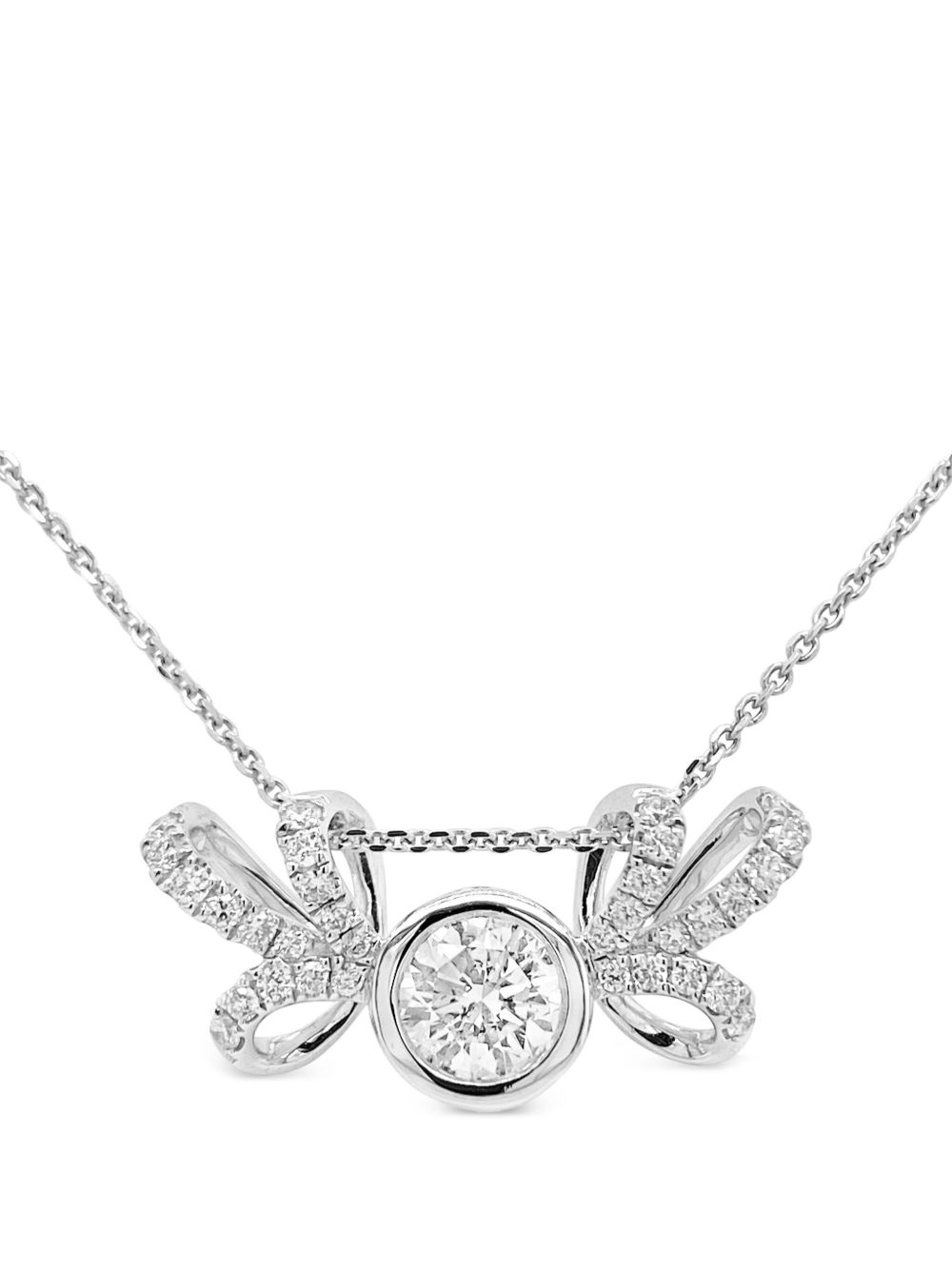 HYT Jewelry 18K白金钻石吊饰项链 - 银色