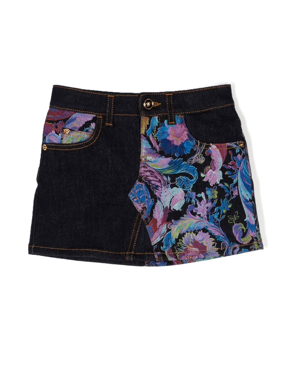 Versace Kids 范思哲 Calidescope 迷你半身裙 - 蓝色