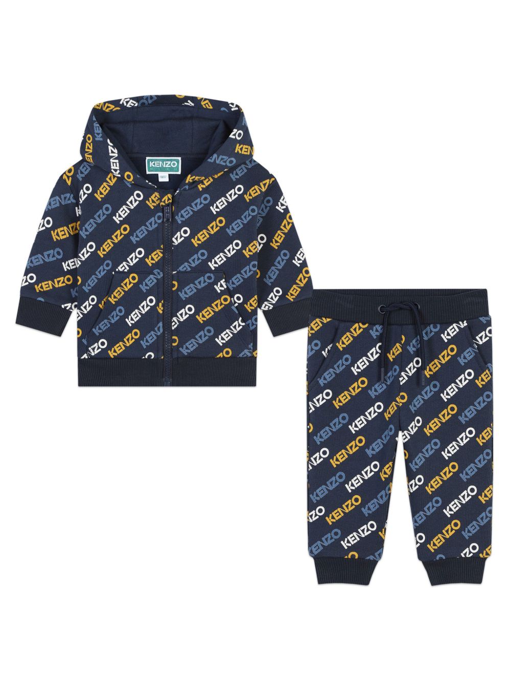 Kenzo Kids logo印花棉运动套装 - 蓝色