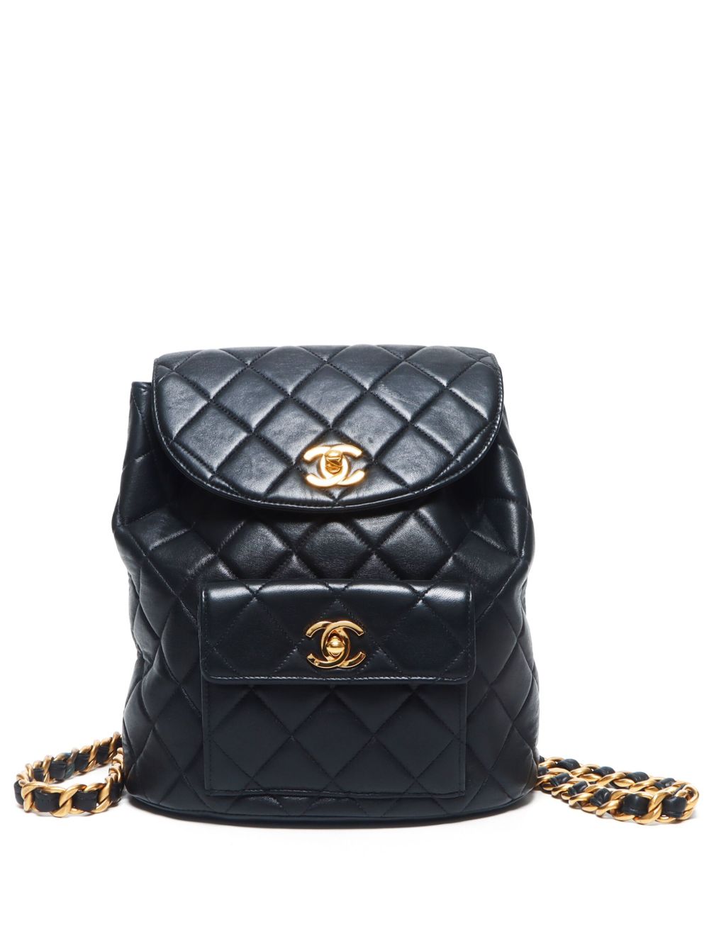 CHANEL Pre-Owned 菱纹绗缝双肩包（1997年典藏款） - 黑色