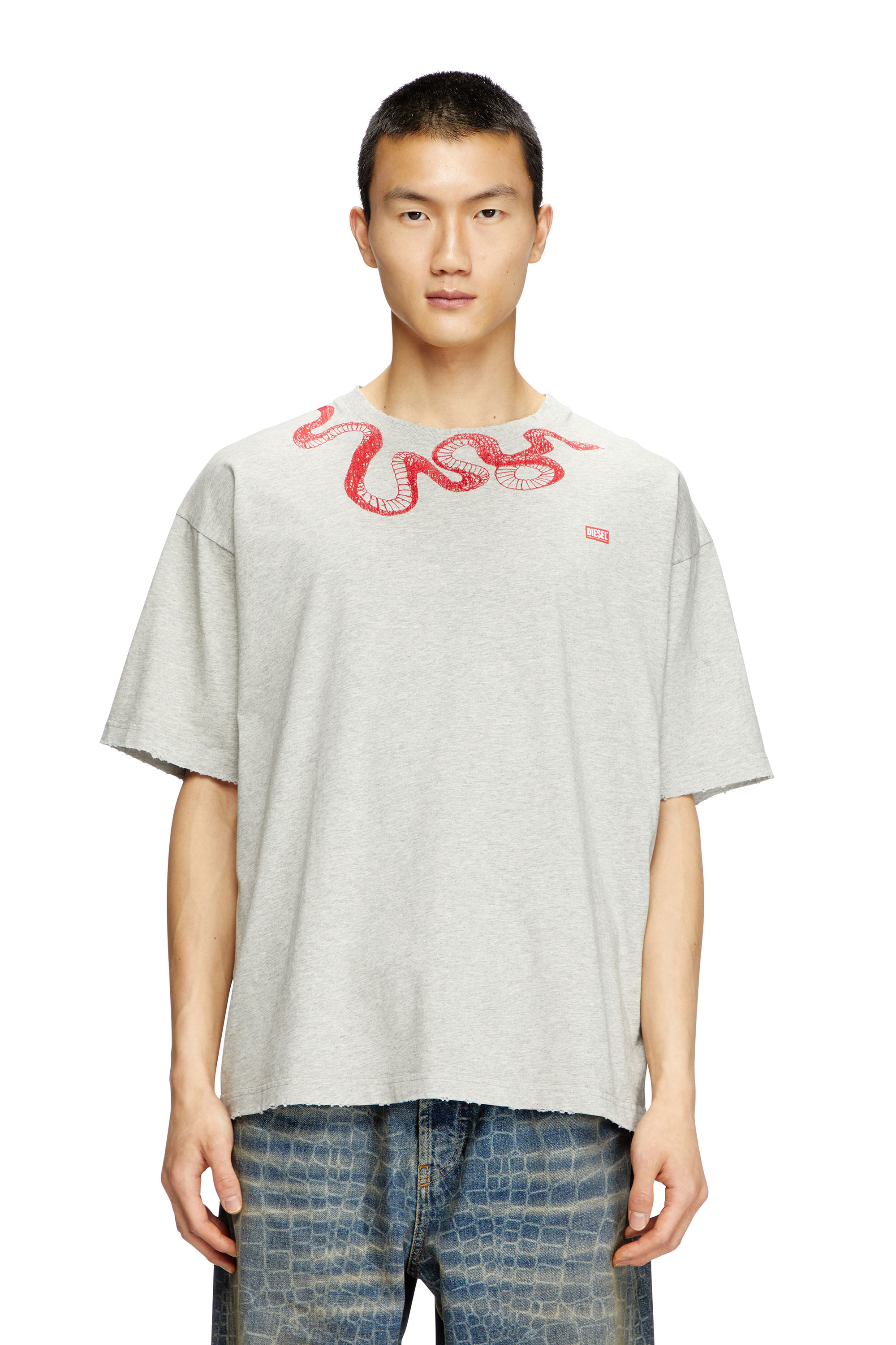 Diesel - T-shirt with snake embroidery - T-Shirts - Unisex - Grey