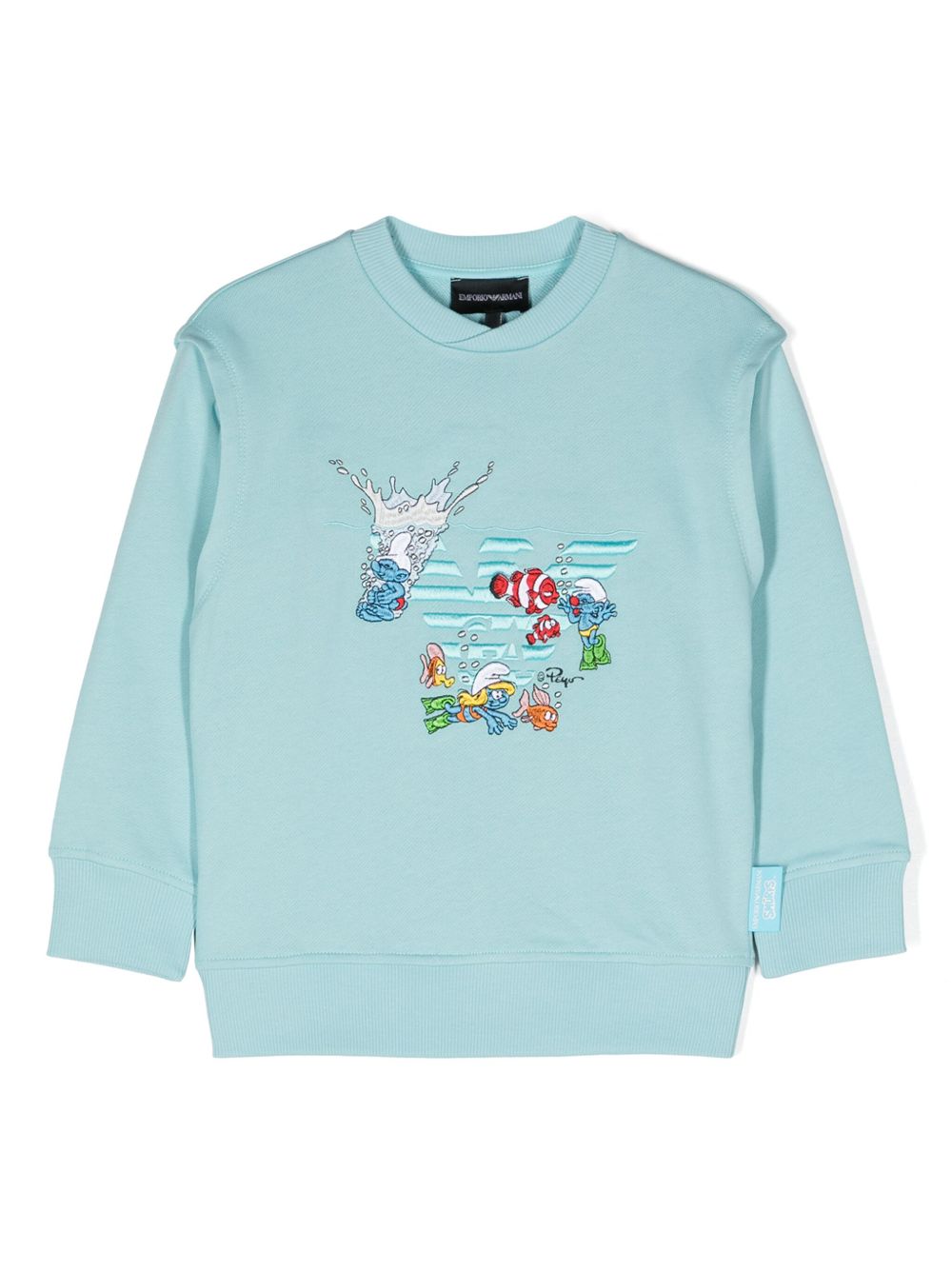 Emporio Armani Kids x Smurfs 棉卫衣 - 蓝色