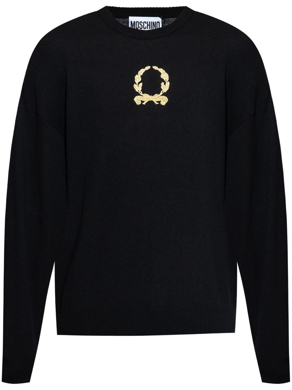 Moschino logo刺绣毛衣 - 黑色