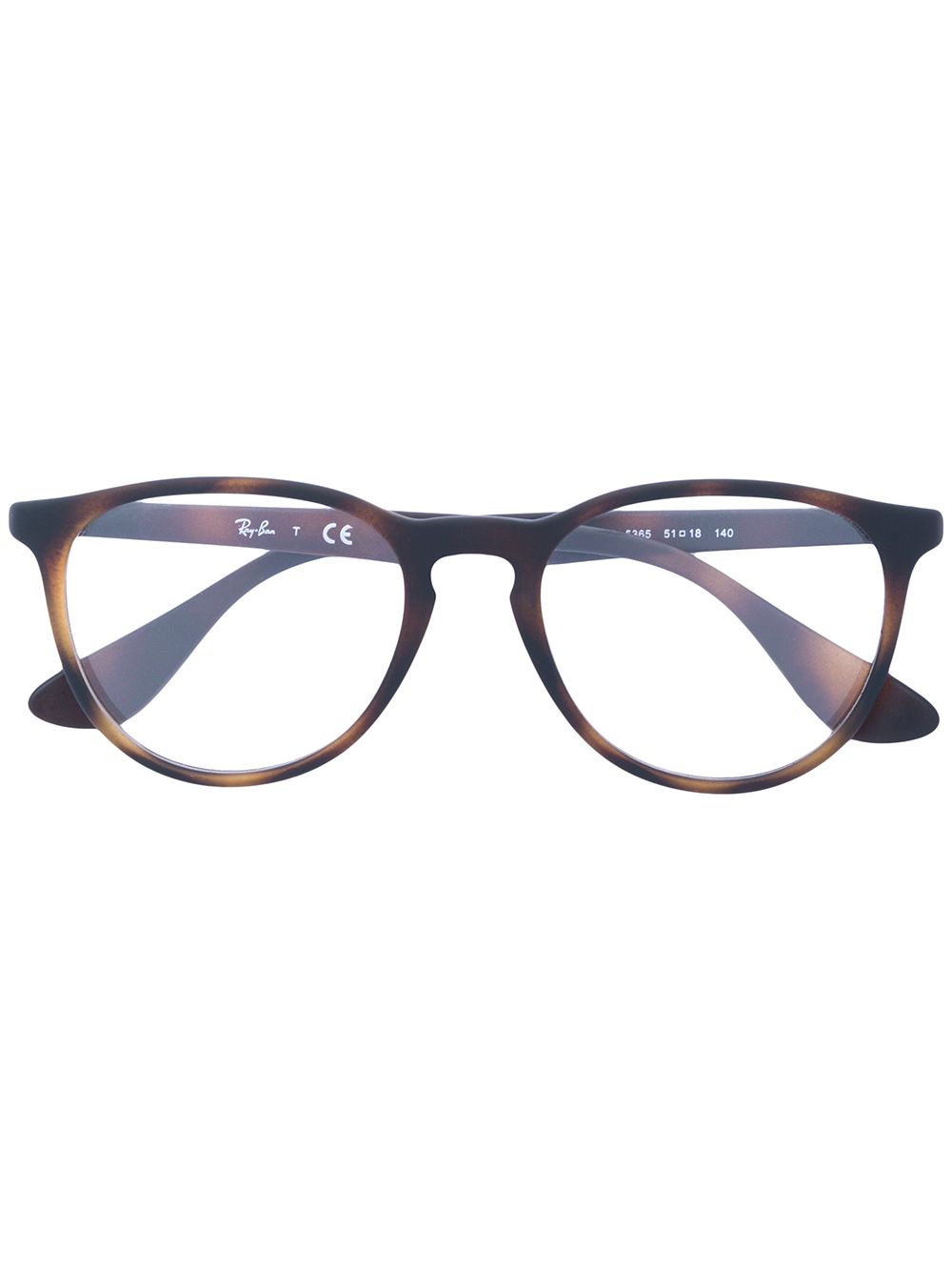 Ray-Ban 玳瑁纹圆框眼镜 - 褐色