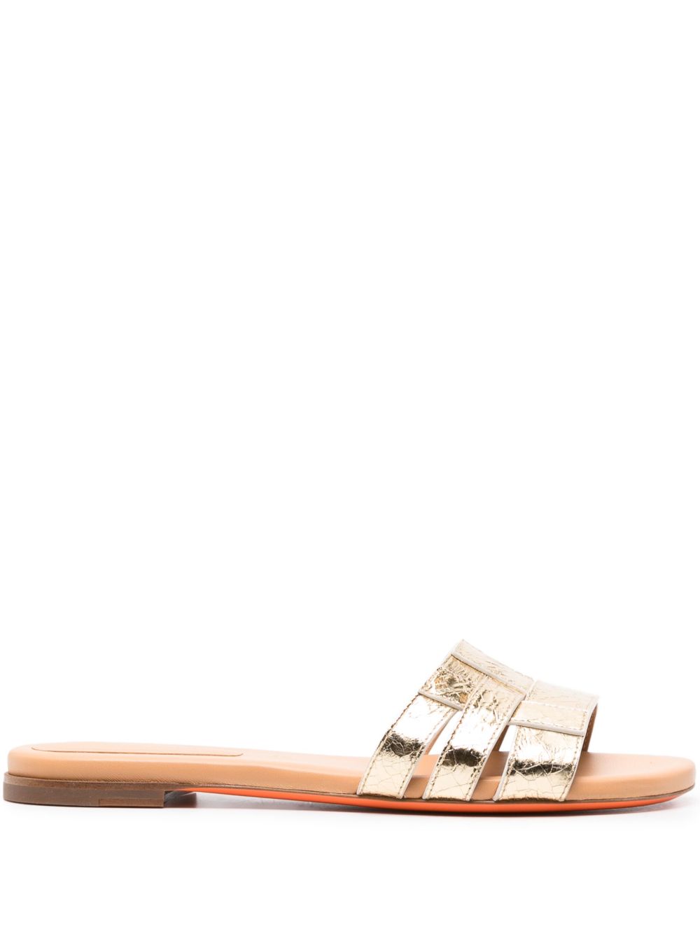 Santoni 露趾平底拖鞋 - 金色