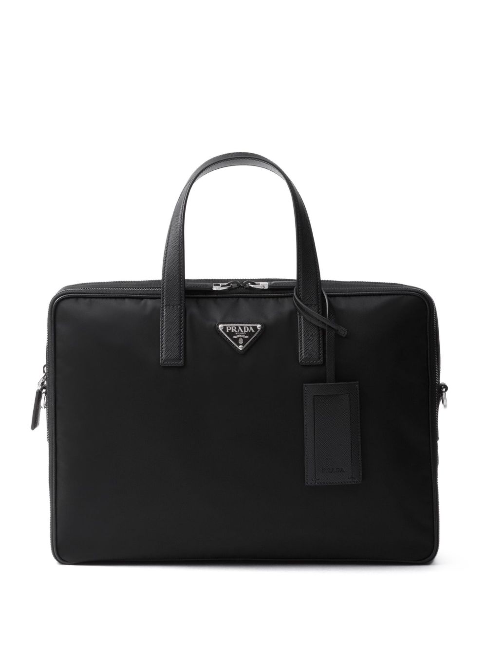 Prada logo标牌电脑包 - 黑色