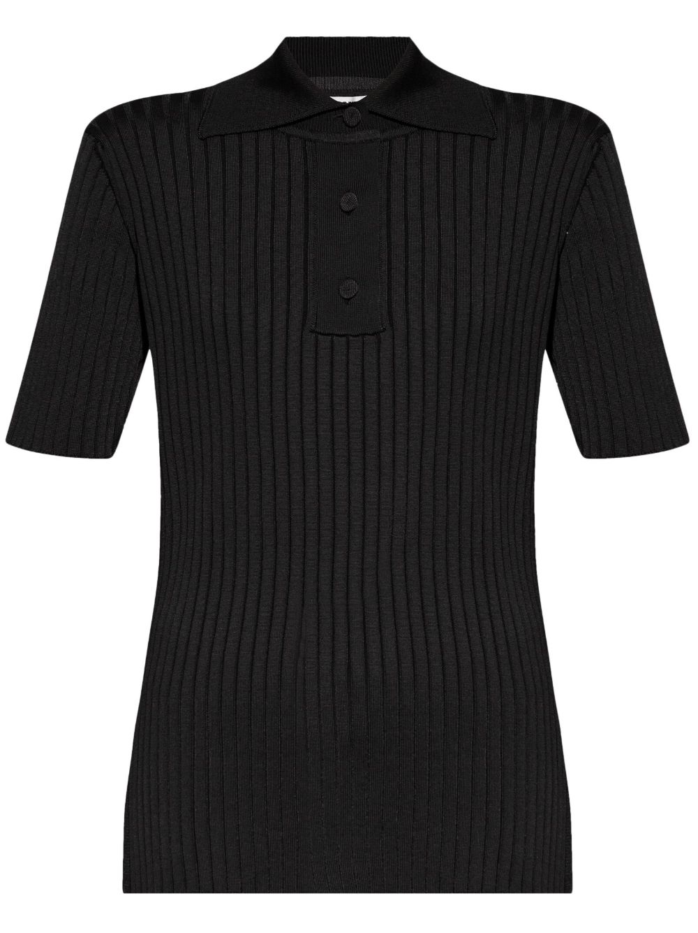 Jil Sander 罗纹polo领上衣 - 黑色