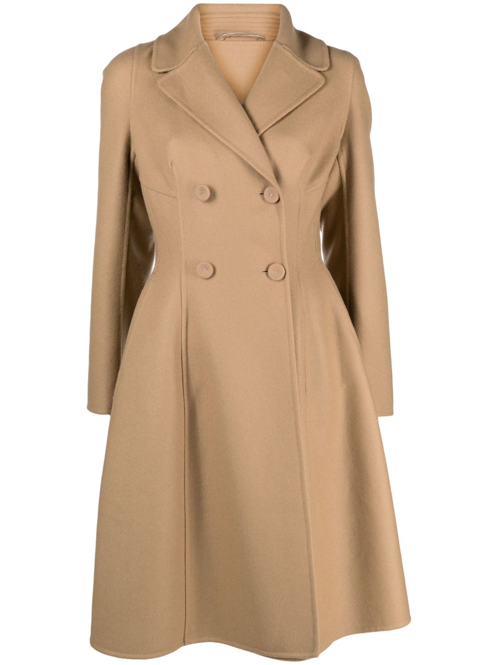 Ermanno Scervino A字双排扣羊毛外套 - 褐色