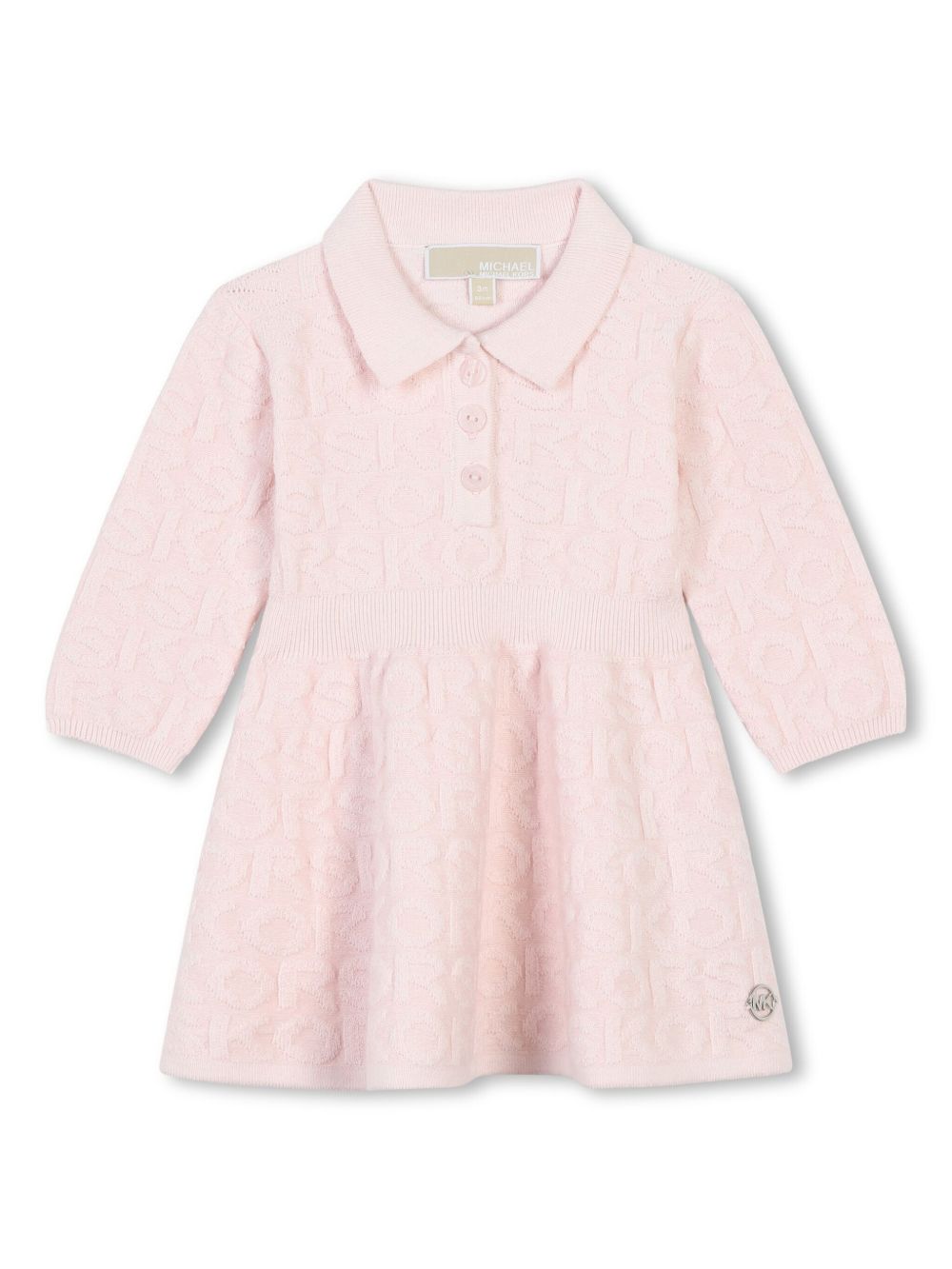 Michael Kors Kids logo嵌花针织polo领连衣裙 - 粉色