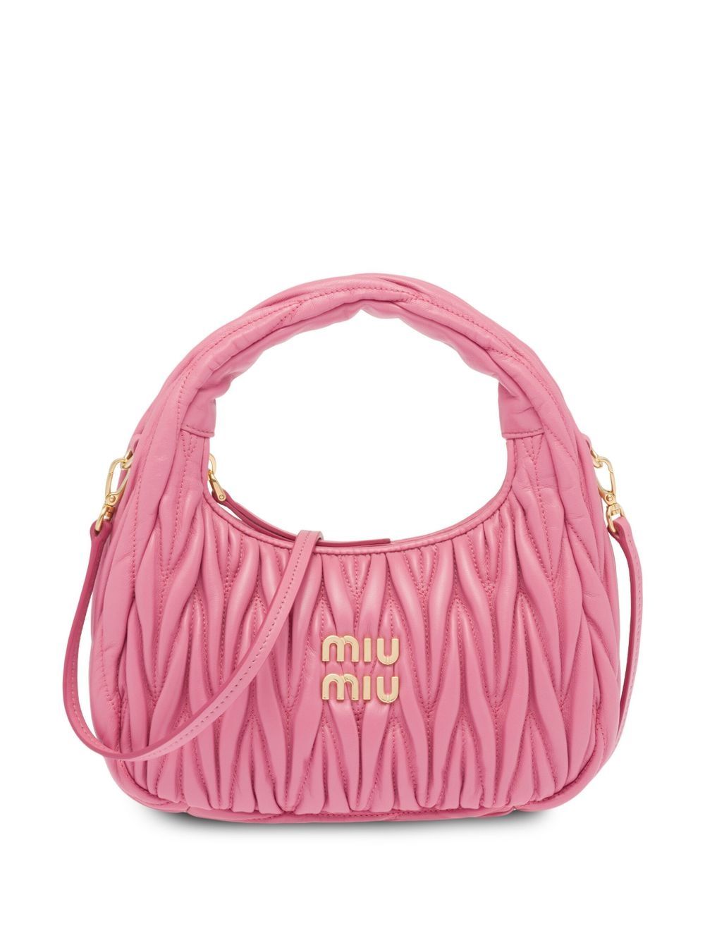 Miu Miu Wander 迷你马特拉塞凸纹单肩包 - 粉色