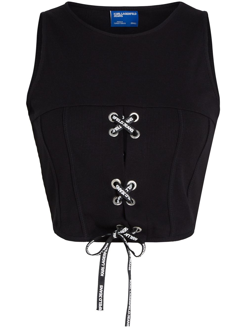Karl Lagerfeld Jeans 系带坦克背心 - 黑色