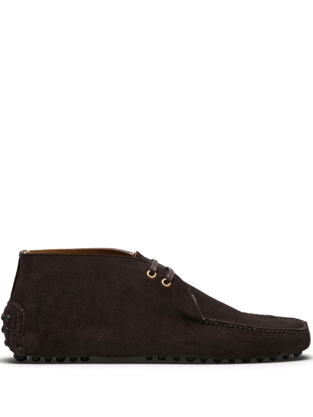 Car Shoe 绒面皮系带及踝靴 - 褐色