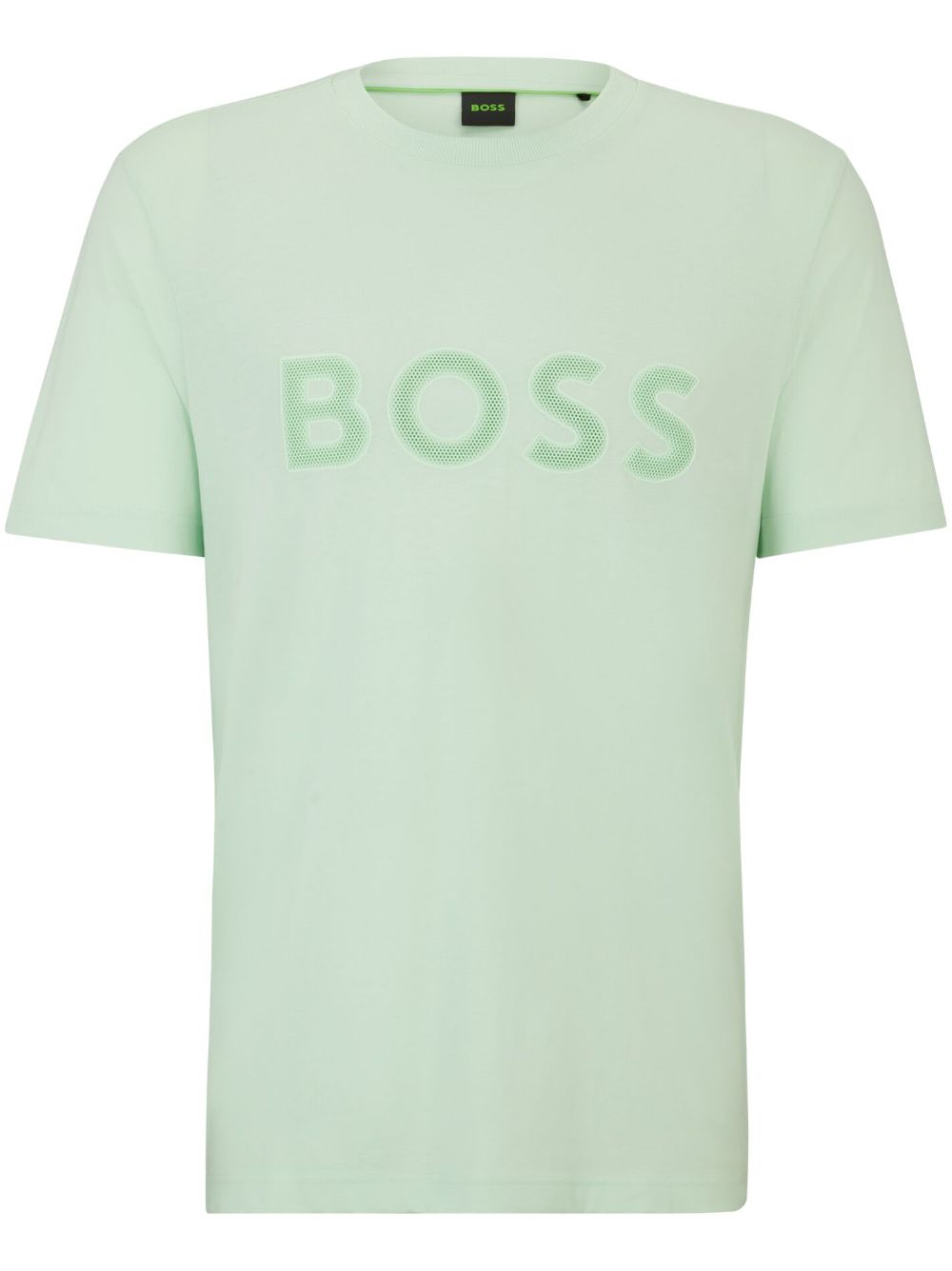 BOSS 纹理logo棉T恤 - 绿色