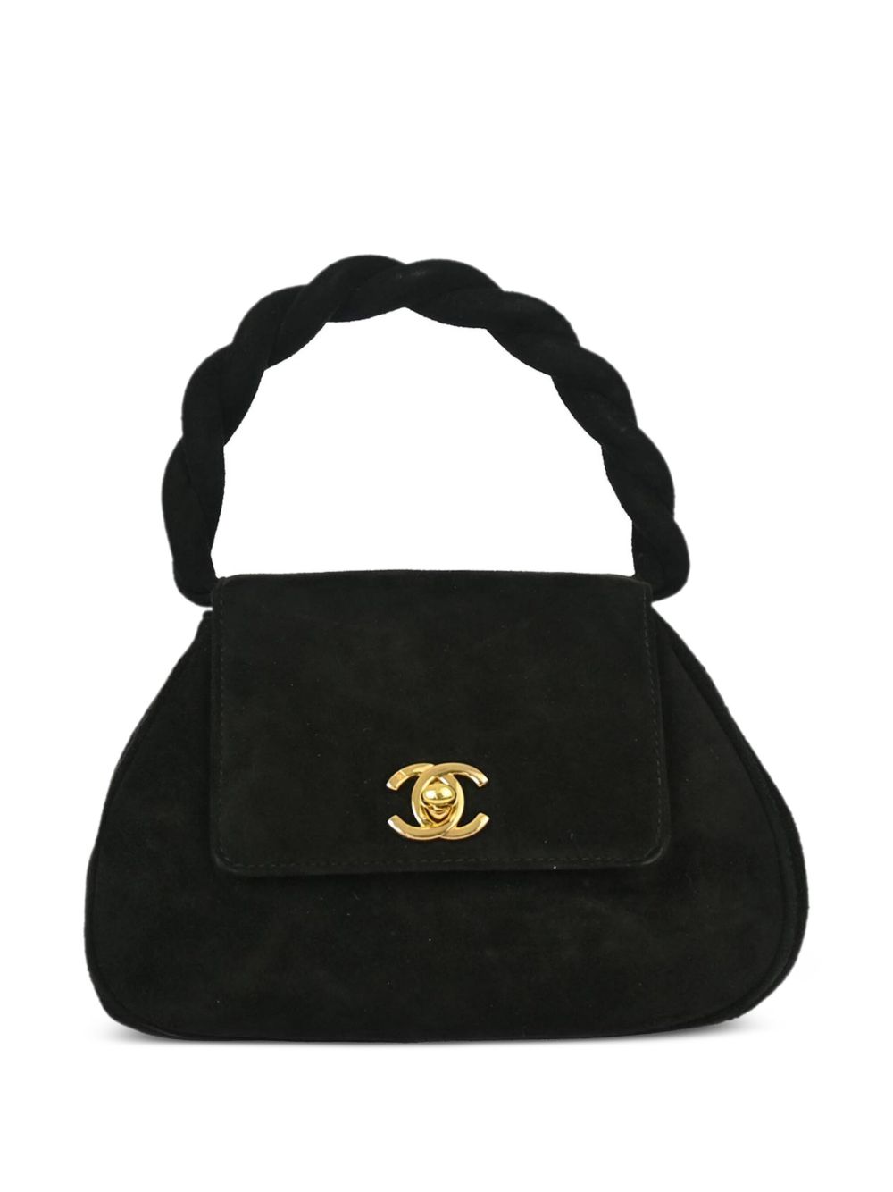 CHANEL Pre-Owned 绒面皮顶置手柄手提包（1997年典藏款） - 黑色