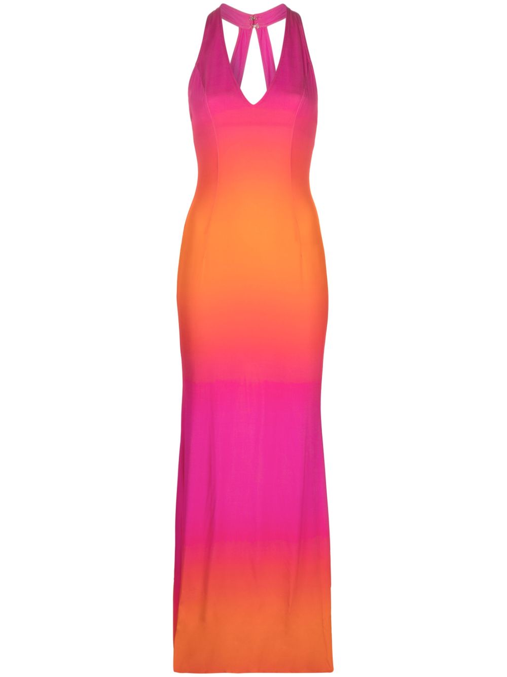 Louisa Ballou Hot Pink Gradient 印花超长连衣裙 - 粉色