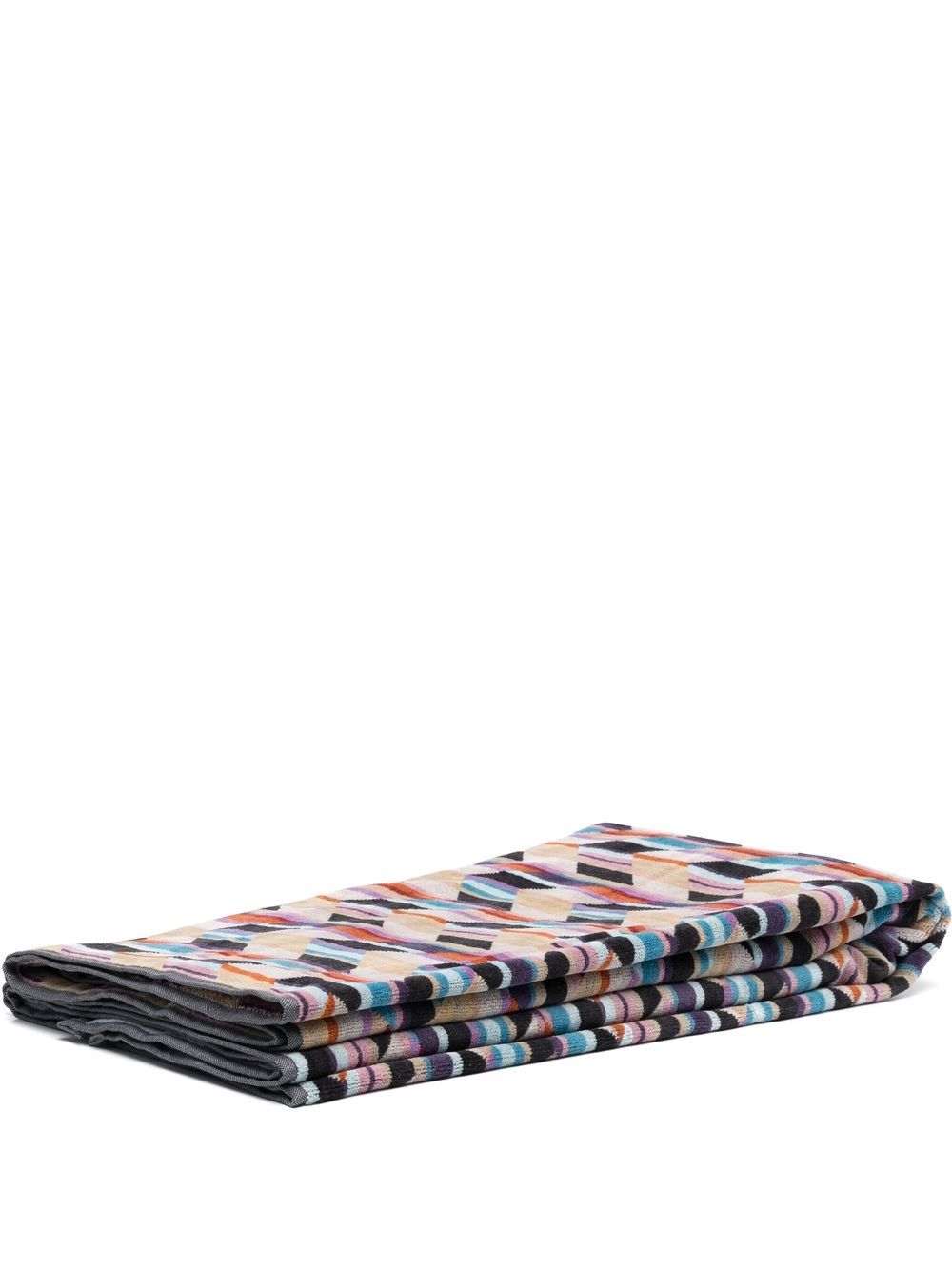 Missoni Home 大面积几何图案印花沙滩毛巾 - 紫色