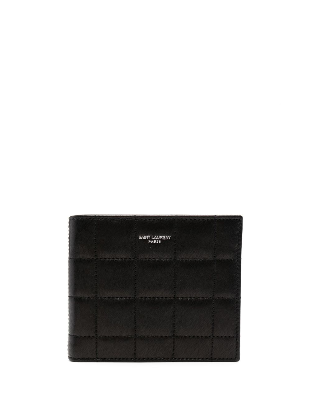 Saint Laurent logo标记绗缝皮质钱包 - 黑色