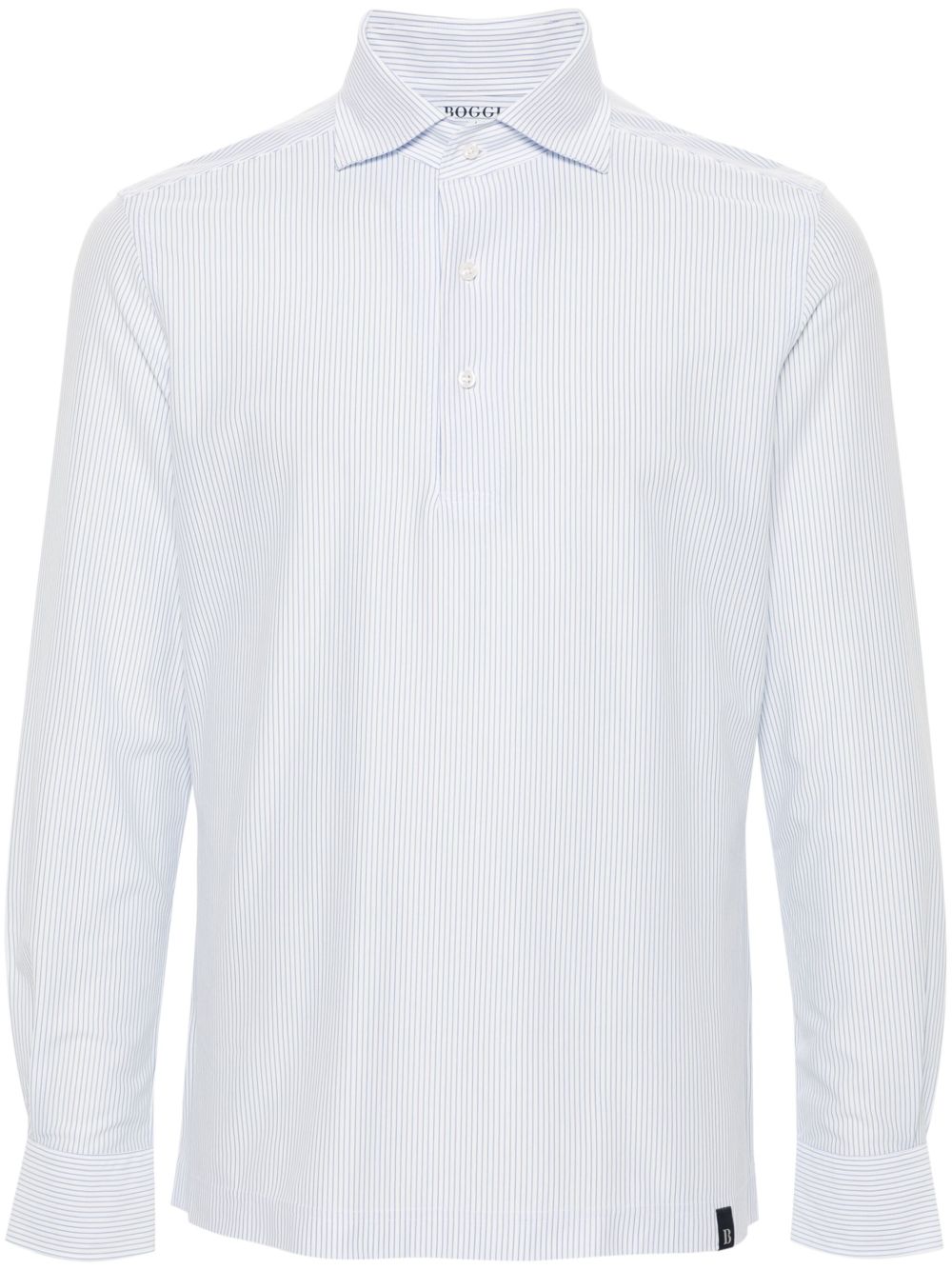 Boggi Milano logo吊牌条纹衬衫 - 蓝色