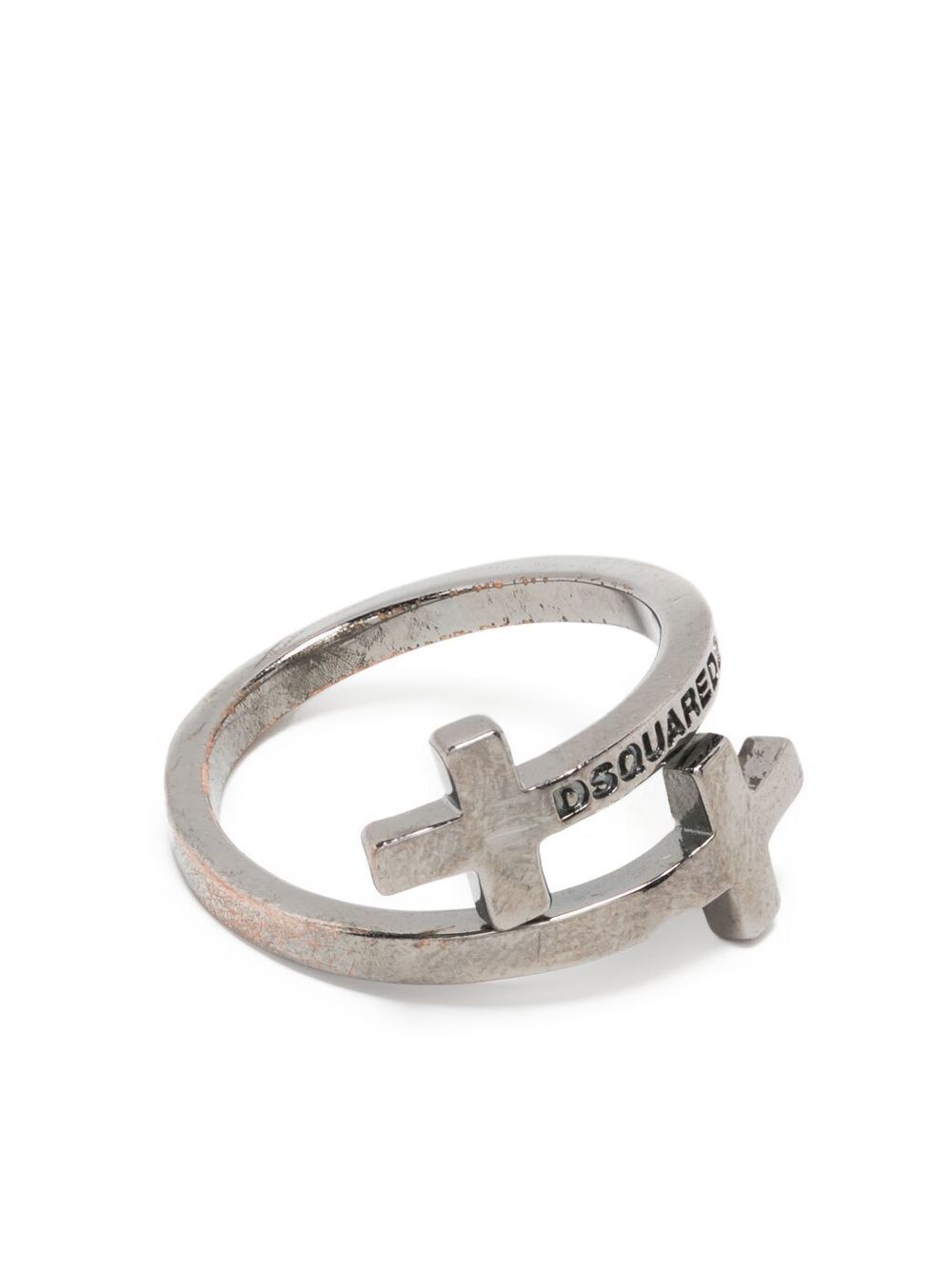 DSQUARED2 logo雕刻环绕式戒指 - 银色