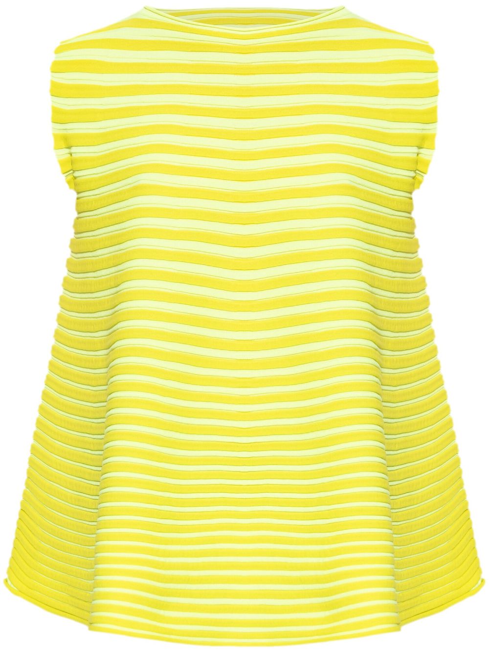 Pleats Please Issey Miyake 条纹罗纹针织T恤 - 黄色