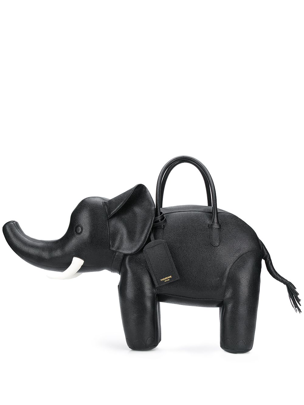 Thom Browne Elephant 纹理皮质手提包 - 黑色