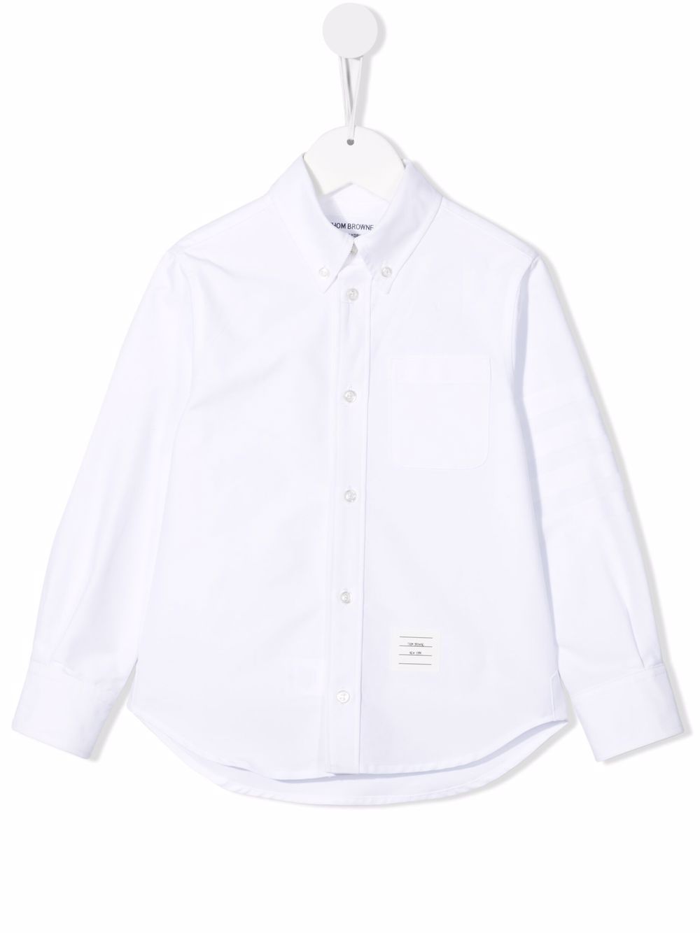 Thom Browne Kids logo标签衬衫 - 白色